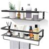 Uten 2 Pezzi Mensole da Muro Metallo, 40CM Lungo Mensole da Parete con Portasciugamani, Design Moderne, Per Cameretta Cucina Salotto Bagno, Grigio