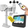 National Geographic Stazione meteo wireless con sensore da esterno WLAN, centralina meteo a colori con sensore 7 in 1 per vento, umidità, temperatura, precipitazioni, livello UV e intensità della luce
