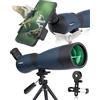 BOSSDUN 25-75x70 Cannocchiale con Treppiede, Borsa per il Trasporto e Adattatore per Smartphone - Cannocchiale Monoculare Impermeabile per Birdwatching, Tiro a segno, Tiro con Arco, Caccia (green)