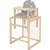 roba Seggiolone Trasformabile Little Stars - diventa Seggiolina e Tavolo - Morbida Imbottitura - Multifunzionale - Regolabile - Legno Naturale e Grigio