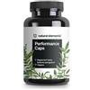 natural elements Performance Caps - 120 capsule di caffeina con tè verde, guarana e chicchi verdi di caffè - vitamine B - vegane, alto dosaggio, senza additivi - prodotto e testato in laboratorio in Germania