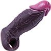 Umania Guaina per pene nera realistica, spessa, da 5,3 cm di diametro, extra spessa, riutilizzabile, in silicone da 16,5 cm, con anello per pene, ingranditore, estensore, delayer e giocattolo per la coppia