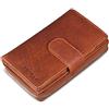 ROYALZ 'Dominica' Vintage Portafoglio vera Pelle Donna Porta Carte Credito 20 Scomparti Portamoneta Grande Capiente Bloccaggio Protezione RFID Etui Lungo, Colore:Texas marrone