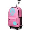 KONO Zaino Trolley per Scuola Impermeabile Ruote Rotolamento Removibile Scuola Borsa per Bambini (Rosa-upgrade)