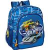 safta HOT WHEELS SONNY - Zaino scuola per bambini, adattabile a carrozzina, ideale per bambini in età scolastica, comodo e versatile, qualità e resistenza, 32 x 12 x 38 cm, colore blu navy, Blu navy,