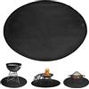 JasCherry Tappetino Lgnifugo Tappetino a 3 Strati per Pozzo del Fuoco per Coperta - Rotondo Tappetino per Braciere, Barbecue, Prato, Patio Esterno - Diametro 61CM Nero