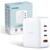 D-Link DCF-141 Caricatore GaN USB 140W - Adattatore Rapido 4 Porte con PD 3.1, QC 4.0, USB-C - Caricatore Compatto per MacBook, Laptop, Smartphone, Tablet e altro