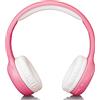 Lenco HPB-110 - Cuffie Bluetooth per bambini, 5.0 - 85 db,250 mAh, funzione vivavoce, micro USB, pieghevoli, con adesivi, rosa, tinta unita