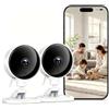 WOLFANG Telecamera WiFi Interno, Videocamera Sorveglianza 1080P, Visione Notturna, Audio Bidirezionale, Notifiche Con Sensore di Movimento, scheda SD e archiviazione cloud, 360°, confezione da 2