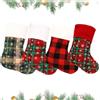 KASESSS 4 Pezzi Calze Natalizie da Appendere, Lavorate A Maglia A Quadri Calze Natale 23x17cm Vuote Calza Natalizia Decorazioni Camino Natale per Caminetti, Scale, Natalizia Albero Feste di Casa