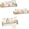 WOLTU Librerie per Bambini da Parete in Legno Massello, 60 cm Set di 3 Porta Libri per Cameretta, Scaffale Libri per Bambini, Librerie da Parete Piccole con Perline