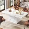 HSH Tavolo da pranzo in finto marmo bianco, 160 cm, moderno tavolo da pranzo per 6 persone, tavolo da cucina rettangolare per soggiorno, grande tavolo da pranzo in legno con piedistallo resistente