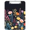 Luminzo Simpatico portablocco in plastica con portapenne, clip in metallo a basso profilo, formato A4, dimensioni 22,9 x 31,8 cm, 8,5 x 11 cm, lavagna per insegnanti, infermieri, aula, fiore nero