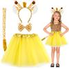 Bluelves 4 Pezzo Giraffa Bambini Costume,Animali Fascia con Bambini Tutu Gonna Coda Papillon,Giungla Animale Costume per Carnevale Partito Halloween Cosplay Costume 3-8 anni Ragazze