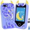 Yosfeng Teléfono inteligente para niños regalos para niñas, regalo de cumpleaños de Navidad para niños de 3 4 5 6 años, juguete para teléfono celular con visualización táctil, cámaras duales (Blu)