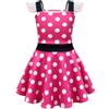 Lito Angels Vestito Costume Topo Mouse con Cerchietto per Ragazza Taglia 8-9 anni, A - Pois Rosa Caldo