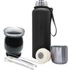 NERTHUS FIH 1595 - Kit opaco con bicchiere a doppia parete in acciaio inox da 250 ml + due lampadine pipe opache con spazzola detergente + Thermos acciaio inox 750 ml