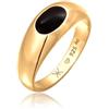 Kuzzoi Anello con sigillo da uomo lucidato con smalto in argento Sterling 925 placcato oro, anello in argento massiccio per uomini, misura 60-66, 0611392824, 60, Smaltato