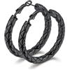 Bestyle Orecchini Cerchio Grandi Intrecciato Colore Argento/Oro/Nero Classici 30/40/60/80MM Orecchini Donna Confezione Regalo