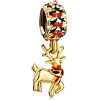 LSxAB Charm con albero di Natale, renna, pupazzo di neve, compatibile con braccialetti Pandora, Rame, Nessuna pietra preziosa