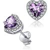 ChicSilver Orecchini Donna Argento 925, Orecchini Donna Cuore Viola Ametista Pietra Portafortuna Febbraio, Orecchino Zirconia per Anniversario Natale Compleanno