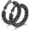 Bestyle Orecchini Cerchio Grandi Intrecciato Colore Argento/Oro/Nero Classici 30/40/60/80MM Orecchini Donna Confezione Regalo