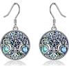 YFN Orecchini YFN Triple Moon Goddess Orecchini pentacolo in argento sterling Pagan Wiccan Amuleto magico Albero della vita Gioielli per donna Uomo