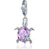 Amuefer Tartaruga Viola Charm Compatibili Bracciale Collana, Argento Sterling Ciondolo Primavera Compleanno Natale Gioielli Regali per le Donne Moglie Amici