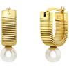 Breil, Collezione Stylize, Orecchini Donna in Acciaio, Orecchini Hoop Effetto Tubogas con Pendente Madreperla, Chiusura a Baionetta, Lunghezza 23 mm, Idea Regalo Donna