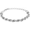 Breil, Collezione Yox, Bracciale Uomo in Acciaio Inossidabile Brunito Silver, con Catena Rope Intrecciata, Finali Lucidi, Chiusura a Gioielleria, Lunghezza Regolabile fino a 22 cm