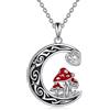 YFN Collana di pietra di luna per le donne in argento Sterling fungo ciondolo gioielli regali, Argento sterling, Nessuna pietra preziosa
