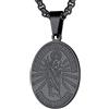 FaithHeart Collana da uomo in acciaio inossidabile con San Cristoforo/San Paolo/Sant'Antonio/San Tommaso/San Patrizio/San Giuseppe/Sant'Agostino, Argento/Oro/Nero Ovale/Rotondo