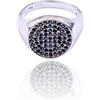 Remo Gammella Anello Chevalier Donna. Anello da MIGNOLO Tondo Argento 925 ZIRCONI Neri Misura 10 A 20 (12)