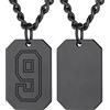 U7 Collana Uomo Acciaio Ottagono, Numero 9 Personalizzata Collana Uomo Pendente, Nero Ciondolo Inciso, Perfetto Regalo per Amici Ragazzi Adulti