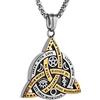 HZMAN Collana triquetra con nodo celtico in acciaio inossidabile a doppia faccia con triquetra con nodo celtico irlandese cristiano, Acciaio inossidabile, Nessuna pietra preziosa