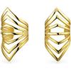 Bling Jewelry Orecchini a clip minimalisti geometrici a chevron per cartilagine, elica, non forati, in argento sterling placcato oro 14K