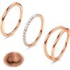 BodyBonita 3 Pezzi Piercing Naso Cerchio - Acciaio Chirurgico 316L 18G CZ Nostril Piercing Septum Daith Trago Helix Orecchino Cartilagine Elice Setto Rook Conch Piercing Naso Anello Oro Rosa 10mm