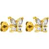 PURELEI® Orecchini a farfalla (Oro), Orecchini da donna resistenti all'acqua in forma di farfalla, Orecchini a lobo in acciaio inossidabile con pietra preziosa, regali per donne e ragazze, 6.8 mm x 8