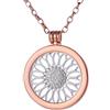 Morella Collana Donna 70 cm Acciaio Inossidabile Oro Rosa con Coins Moneta amuleto Ciondolo Rotondo 33 mm Girasole Color Argento in Sacchetto di Velluto