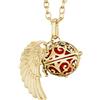 Morella Collana Catenina Donna Angelo Custode in Acciaio Inox Oro 70 cm con Ciondolo ad Ali di Angelo e Sfera Rossa 16 mm in Sacchetto di Velluto