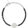 Breil, Collezione Mast, Bracciale Uomo in Acciaio Lucido e Ematite Nera Opaca, Elemento Esagonale del Timone Centrale in Acciaio Bicolor, Chiusura a Moschettone, Lunghezza Regolabile fino a 22 cm