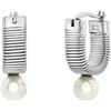 Breil, Collezione Stylize, Orecchini Donna in Acciaio, Orecchini Hoop Effetto Tubogas con Pendente Madreperla, Chiusura a Baionetta, Lunghezza 23 mm, Idea Regalo Donna
