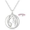 BONNYBIRD® Collana Donna Mappamondo Argento Viaggiare Mondo Pendente Planisfero Ruotabile Acciaio Chirurgico Inossidabile Inox Anallergici Senza Nichel Free Gioielli Impermeabile