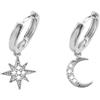 BONNYBIRD® Orecchini Stella e Luna Argento Cerchio Pendenti Donna Acciaio Inossidabile Chirurgico Inox Anallergici Senza Nichel Free Piccoli Gioielli Impermeabile