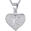 MASADA Collana in Argento 925 - Ciondolo Lettera K a forma di cuore Iniziale con Pietre Zircone - Iniziali Nome per Donna Ragazza - Catena 46 cm Confezione Borsa in Velluto