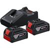 Bosch Professional 1600A019S0 2 X 4.0 Ah + Gal 18V-40 Starter Set, GBA Batteria, in Scatola, 18 V, Colore:, Size