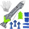 MIHUTU Professionale Strumento per Calafataggio 5 in 1, Rimuovi Silicone Spatola per Silicone togli e Spatola Raschietto per Stucco Strumento Con 5 Cuscinetti Sostituibili Sigillante, 3 ugello per mastice