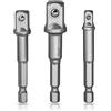 S&R Set Adattatori Chiavi a Bussola Trapano Chiave a impatto 1/4-1/2-3/8 da esagonale a quadrato