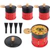 ipow set di 4 mini raclette grill, set forno raclette rivestimento antiaderente candela raclette per tealights, mini raclettes, raclette tealight con 4 palette e coperchio, rosso
