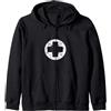 Croce-Rosso-Guardia-Vita-Medico-Croce Ab Bianco-Faux-Vintage-Distressed Nurse-Lifeguards-Cross Design Felpa con Cappuccio